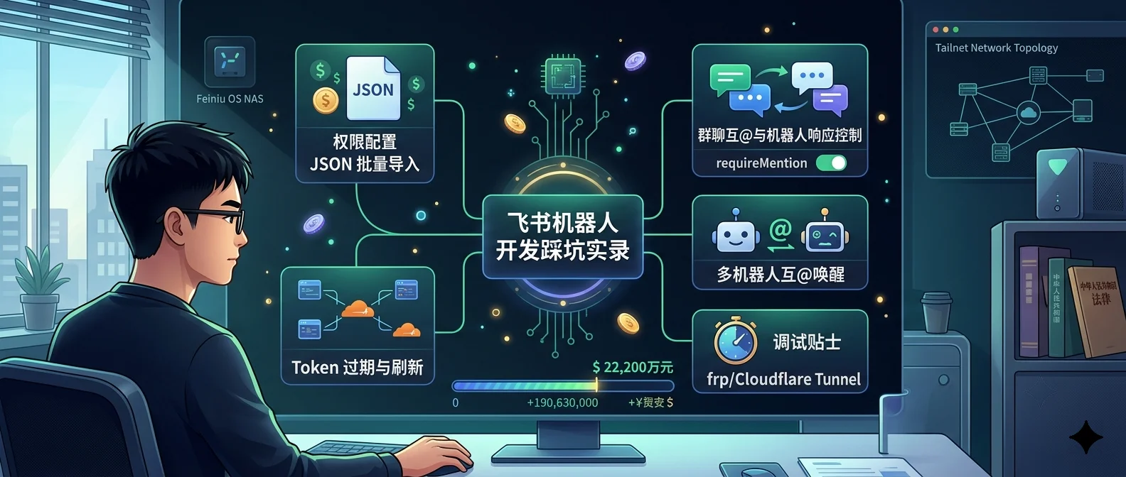 飞书机器人开发踩坑实录：权限配置、群聊互@和那些我绕过的弯路