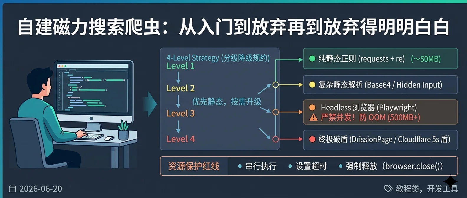 自建磁力搜索爬虫：从入门到放弃再到放弃得明明白白