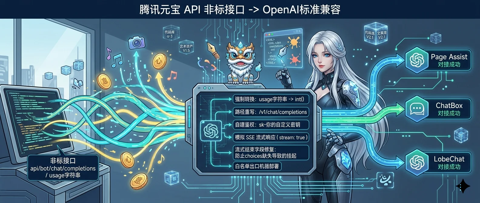 腾讯元宝 API 提取实战：把它的非标接口包装成标准 OpenAI 兼容